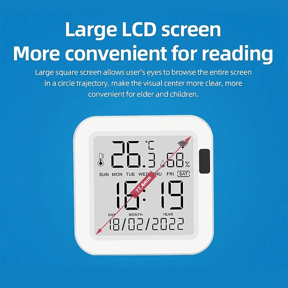 WiFi Temp Humidity Sensor | LCD, Backlight, Smart Life - P12 Hub Europe