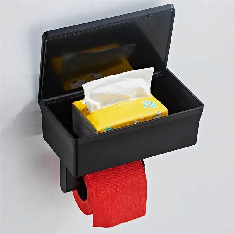 2 In 1 Home Adhesive Toilet Paper Holder Box with Shelf and Storage Box Wall Mount Toilet Paper Roll Box - P12 Hub Europe