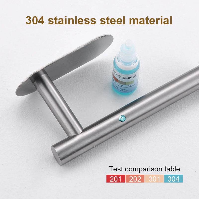 Self Adhesive Toilet Paper Towel Holder Punch-free Roll Paper Holder Kitchen Hook Storage Holder Stainless Steel Wall Mount - P12 Hub Europe