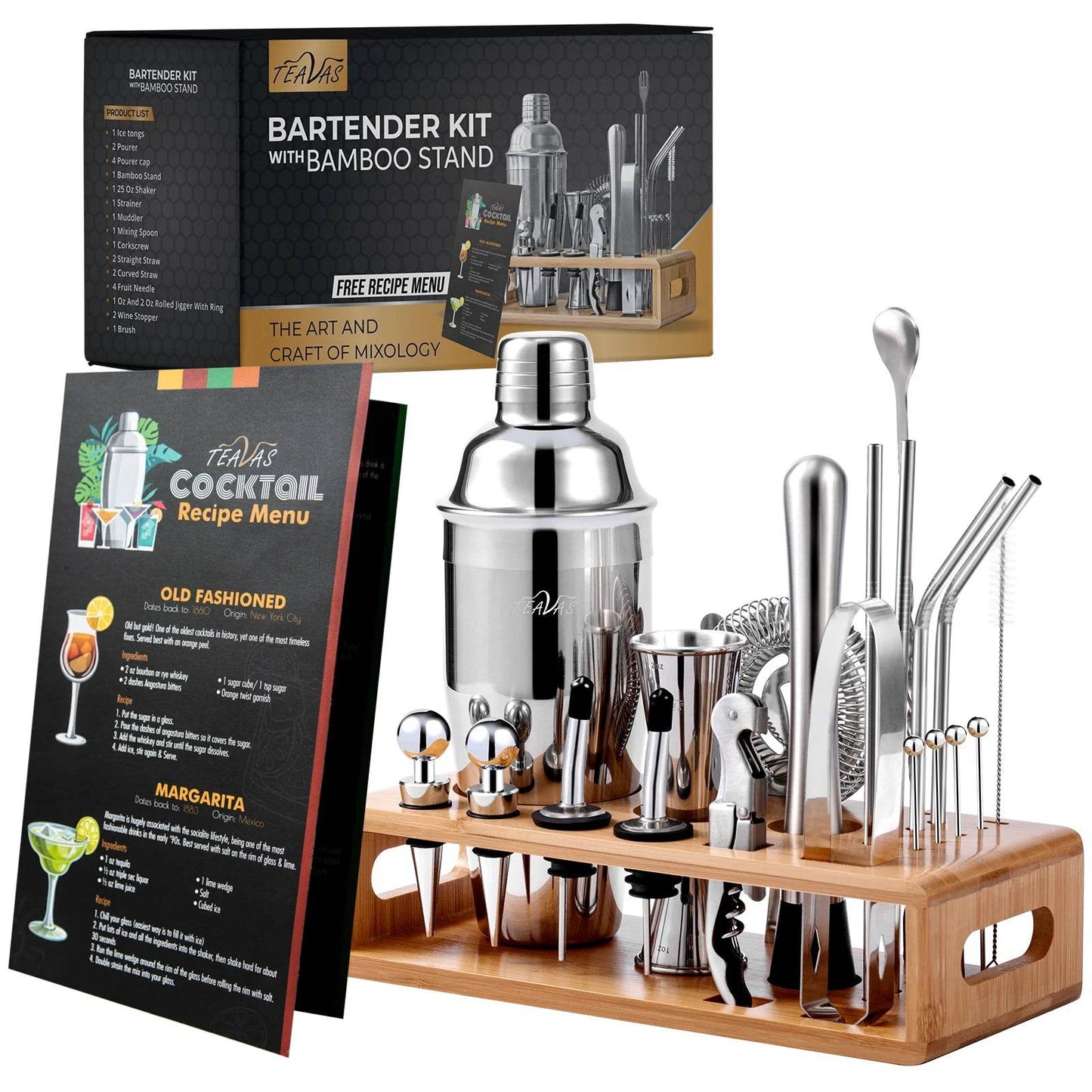 TEAVAS 25 Pieces Mixology Bartender Kit with Cocktail Shaker & Japanese Jigger - Cocktail & Alcohol Mixer Shaker Set - barware - P12 Hub Europe