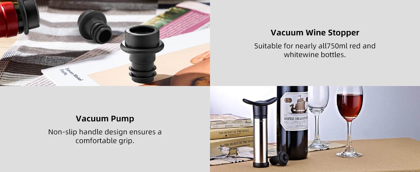 Wine Stopper with Vacuum Pump Wine Home Barware Sealing Preserver Aerator with Silicone Bottle Stopper for Bar Accessories - P12 Hub Europe