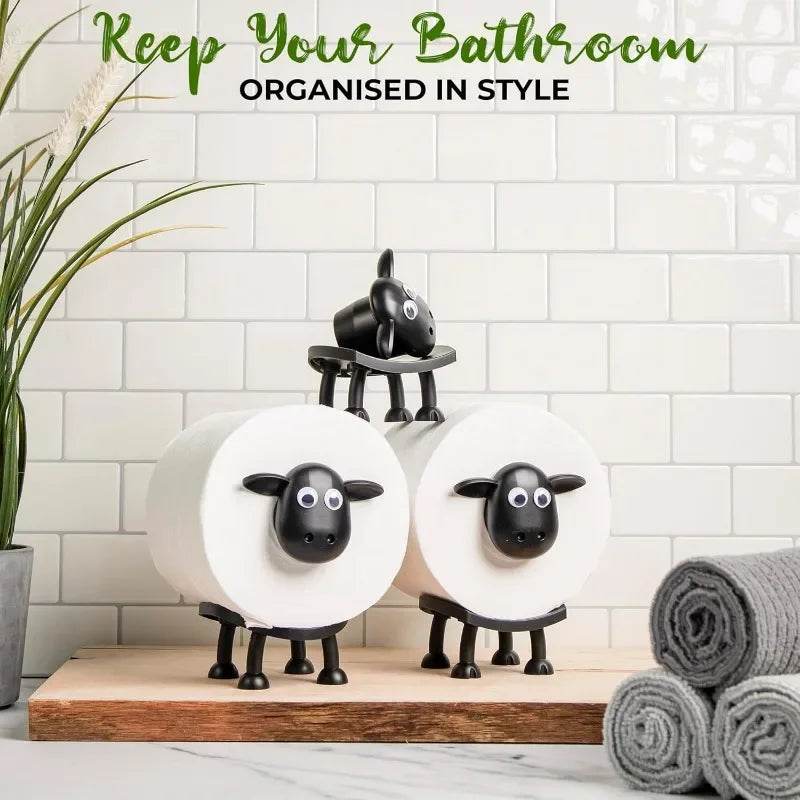 1pcs Sheep Toilet Roll Holder - Funny Toilet Paper Holder Free Standing Bathroom Set - 3D Printed Black Sheep Loo Roll Holder - P12 Hub Europe