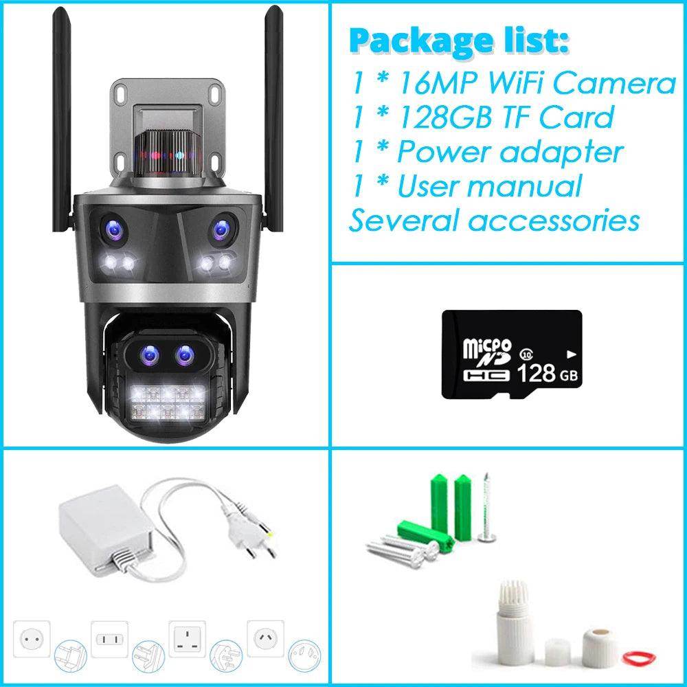 Outdoor PTZ Camera 16MP 4-Lens 8X Zoom, AI Track - P12 Hub Europe
