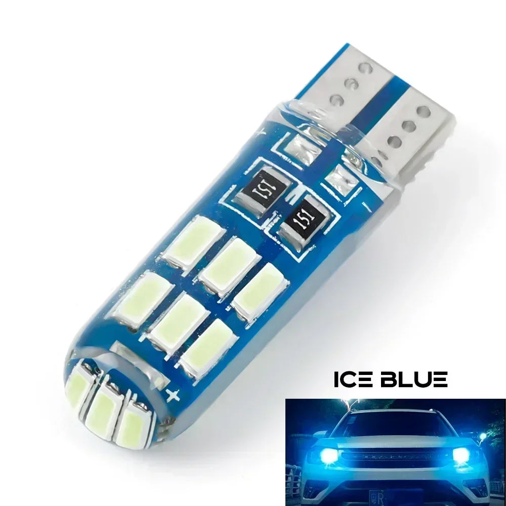 T10 Car LED Signal Lamp 12V 4014 Waterproof Heatproof W5W Clearance Headlamps 6000K Reading Lamp Silicone License Plate Lights