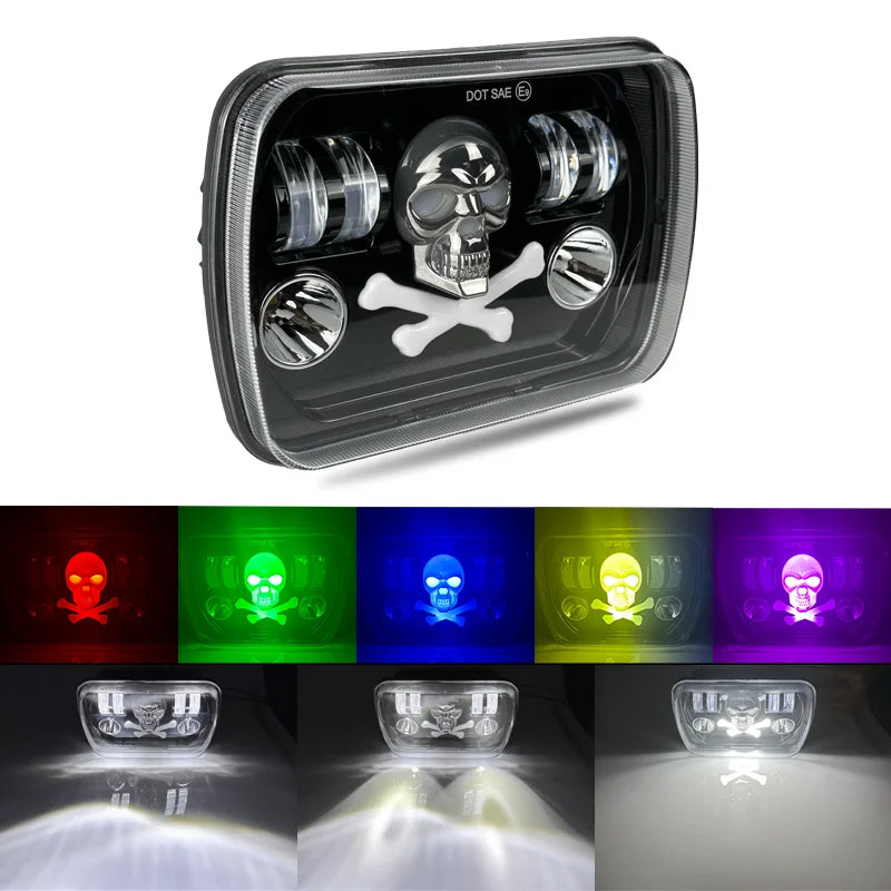 7x6'' 5X7 Inch Square Led Headlight Hi-Lo Beam Halo For Jeep Wrangler Motorcycle Car Off-road Truck