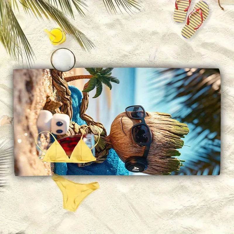 Groot on the Beach: The Ultimate Fun-Printed Beach Towel Suitable for towels, bath towels, beach towels, gifts - P12 Hub Europe