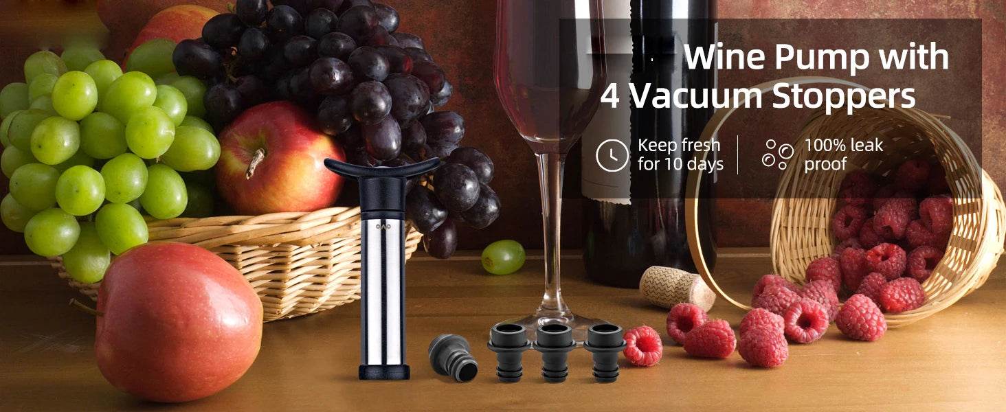 Wine Stopper with Vacuum Pump Wine Home Barware Sealing Preserver Aerator with Silicone Bottle Stopper for Bar Accessories - P12 Hub Europe