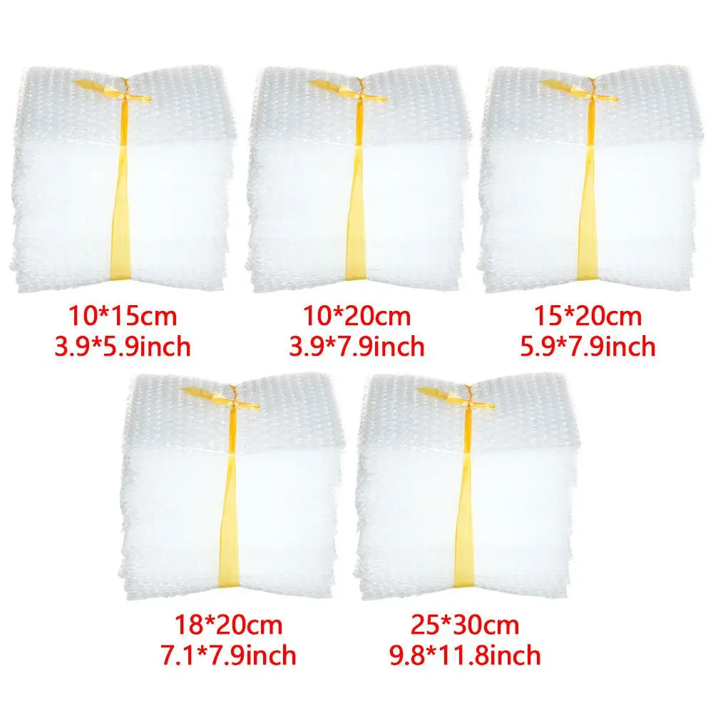 50pcs PE Clear Cushioning Covers Envelope Shockproof Package White Bubble Bag Protective Wrap Foam Packing Bags