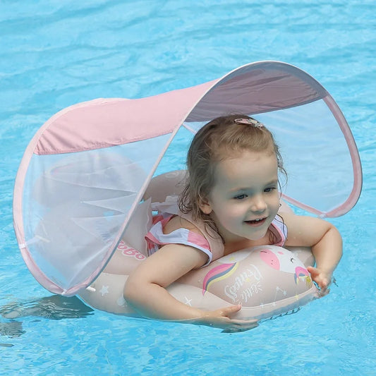 Swimbobo Toddler Pool Float Inflatable Car Baby Swim Float with Adjustable Sun Canopy and Safety Seat Pool Toys for Kids