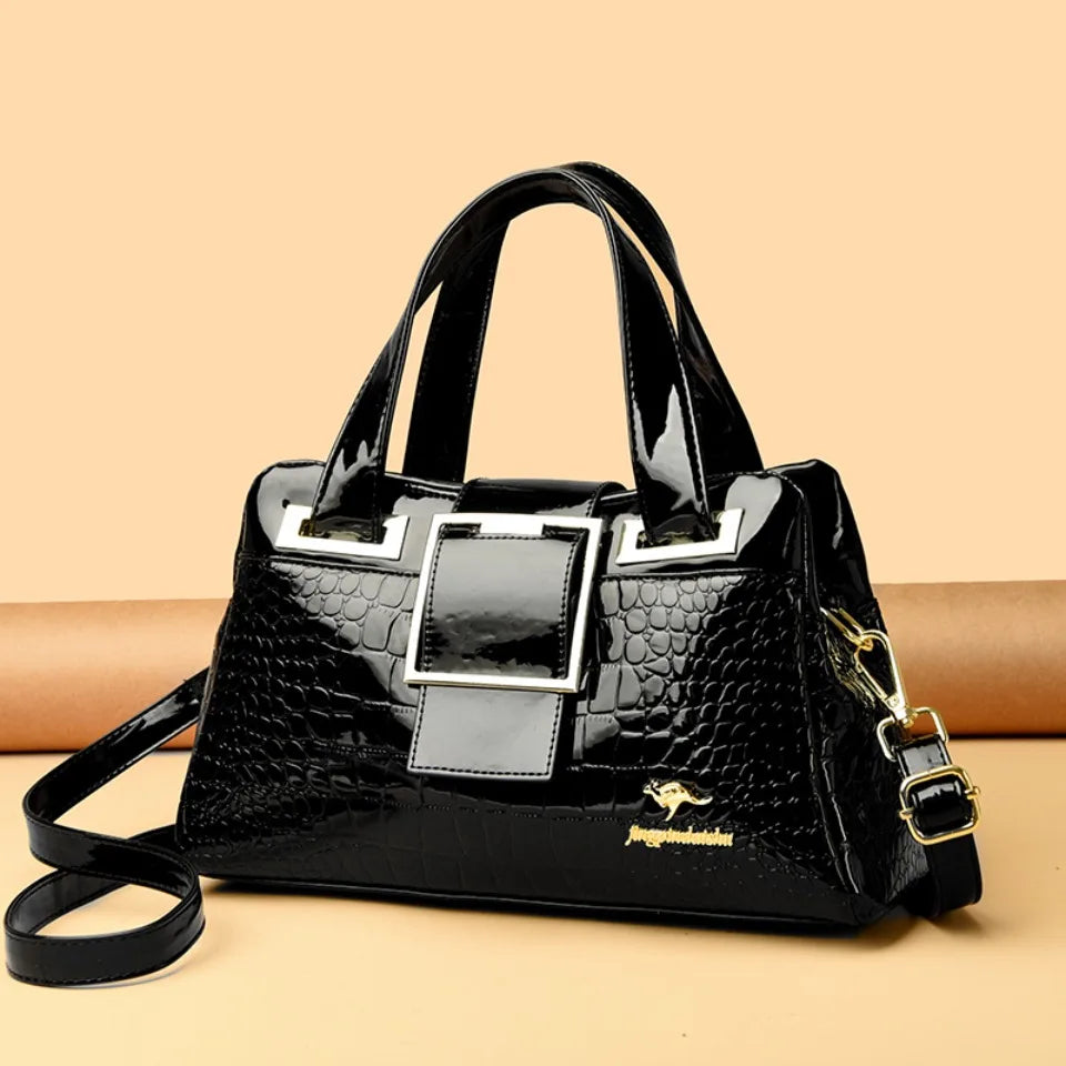2 layer Large Capacity Tote Bag Luxury Handbags Women Bags Designer Crocodile Pattern Ladies Boston Shoulder Bag High Quality