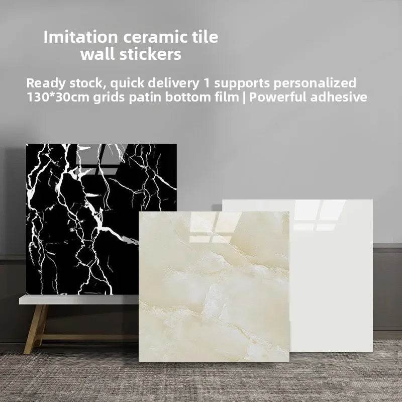 Aluminum Foil Bottom Imitation Tile Wall Stickers Kitchen Bathroom Decor Damp Proof Marble Pattern Foam Self-adhesive Wallpaper - P12 Hub Europe