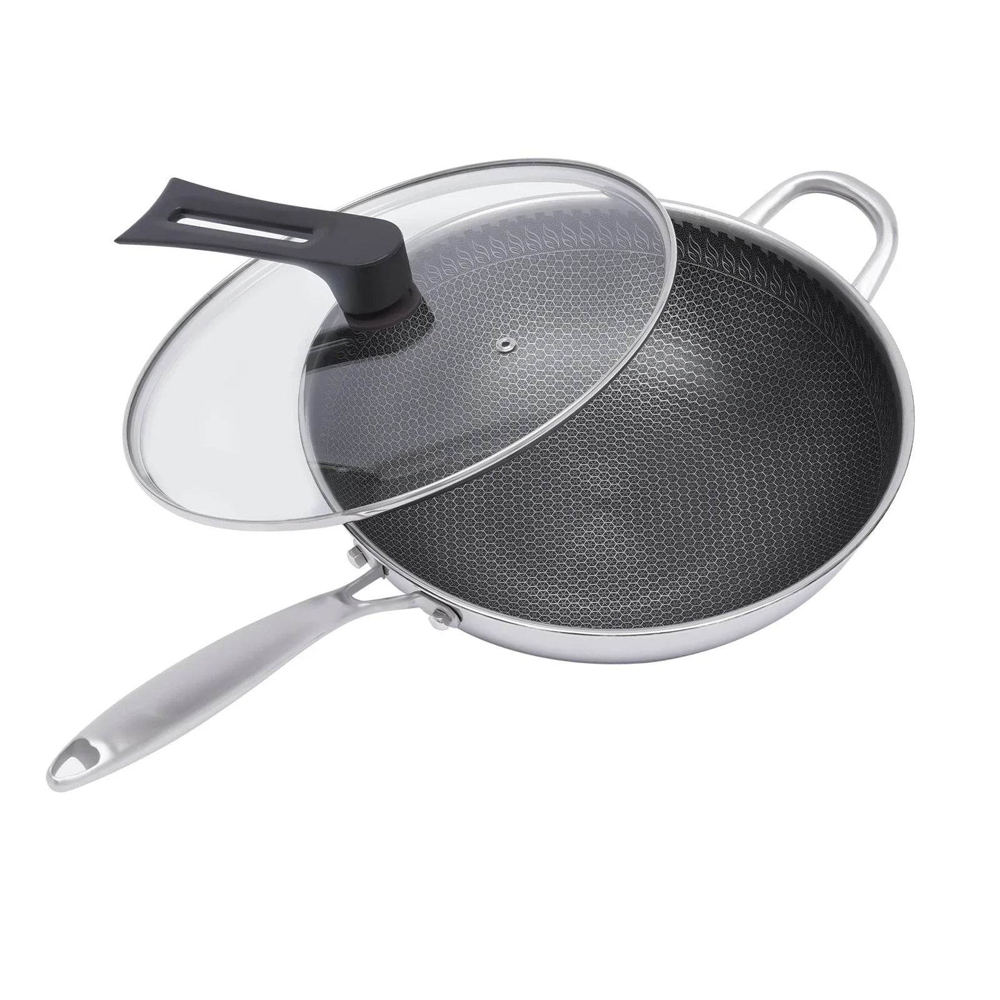 Non-stick Wok Pan with Honeycomb Coating, Scratch-resistant and Durable, 1L Capacity, Effortless Cleaning, Ideal for Healthy - P12 Hub Europe