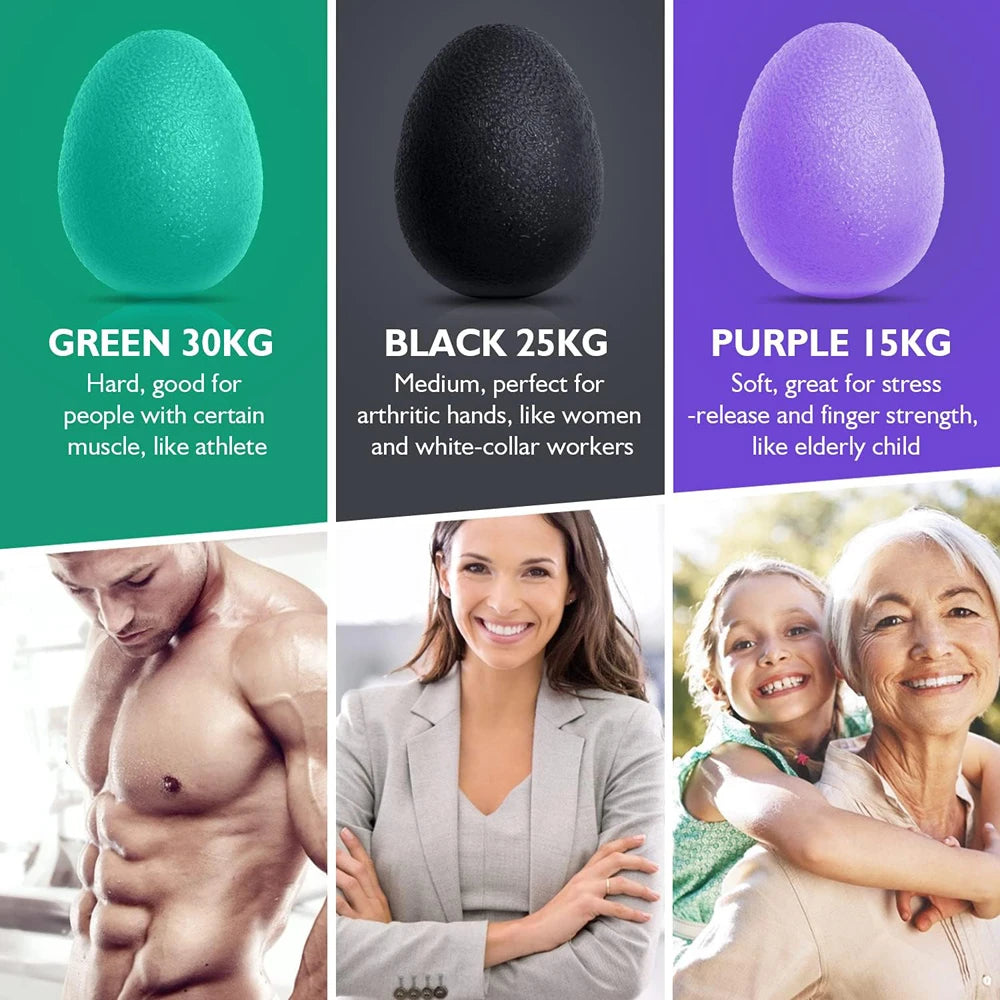 Silicone Hand Grip Ball Egg Gym Fitness Finger Heavy Exerciser Strength Muscle Recovery Gripper Trainer Stress Reliever Squeezer