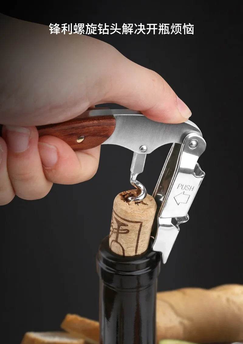 Waiter's Corkscrew with Red Pear Wood Handle for Beer or Wine Bottle Easy to Carry for Picnic Time Kitchen Accessories or Barman - P12 Hub Europe