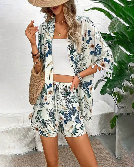 Flower Print Beach Shorts Set - P12 Hub Europe