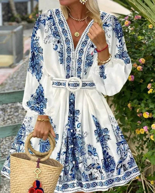 Elegant Boho Lantern Sleeve Dress - P12 Hub Europe