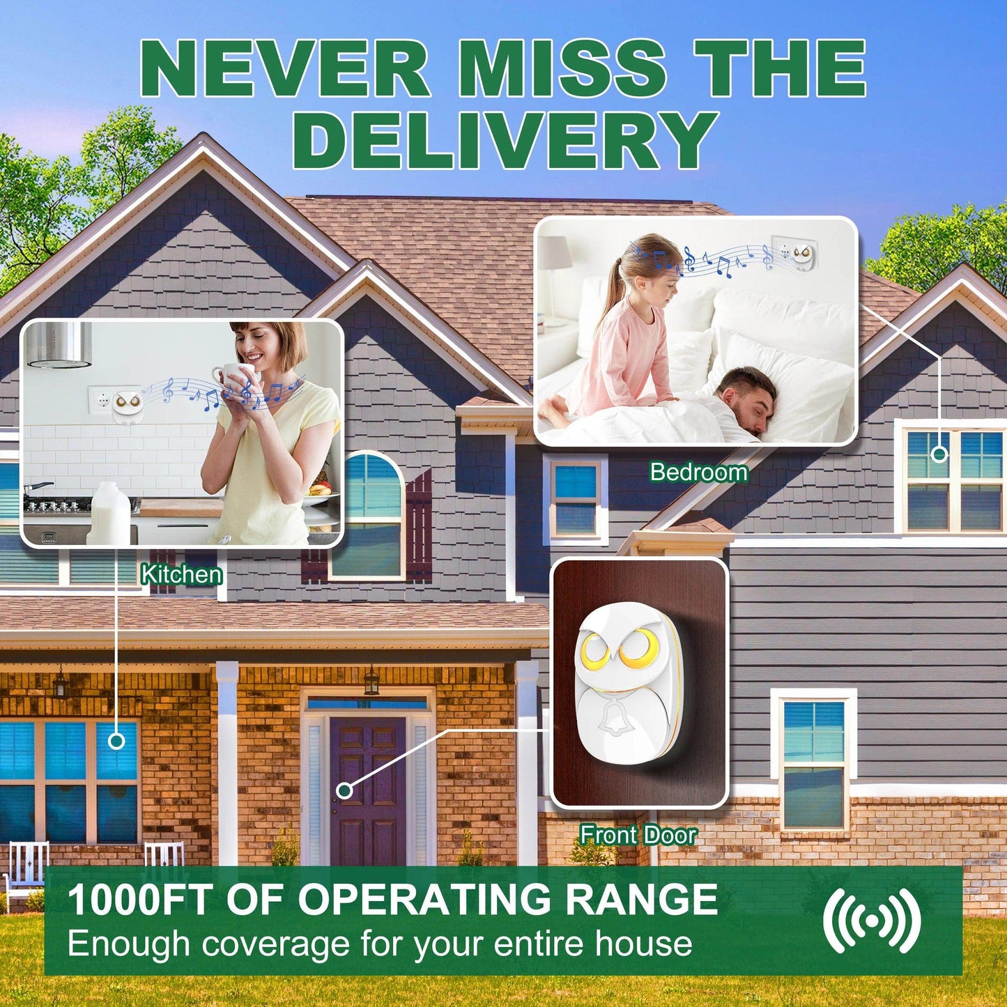Wireless Doorbell | 1000ft, 35 Tunes, IP65, Expandable - P12 Hub Europe