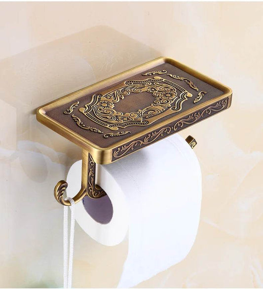 Toilet Paper Holder Wall Mounted Vintage Classic Bathroom Antique Brass Roll Tissue Box Bathroom Accessories - P12 Hub Europe