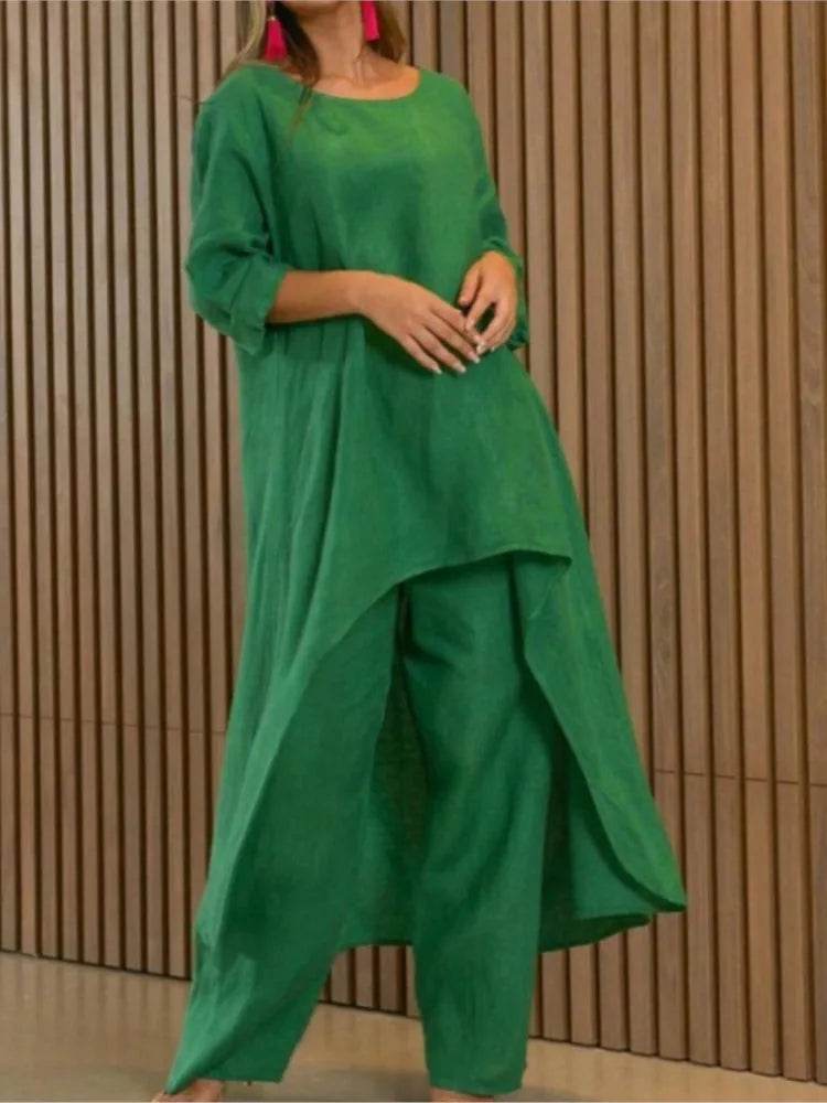 Cotton Linen Irregular Pants Set - P12 Hub Europe