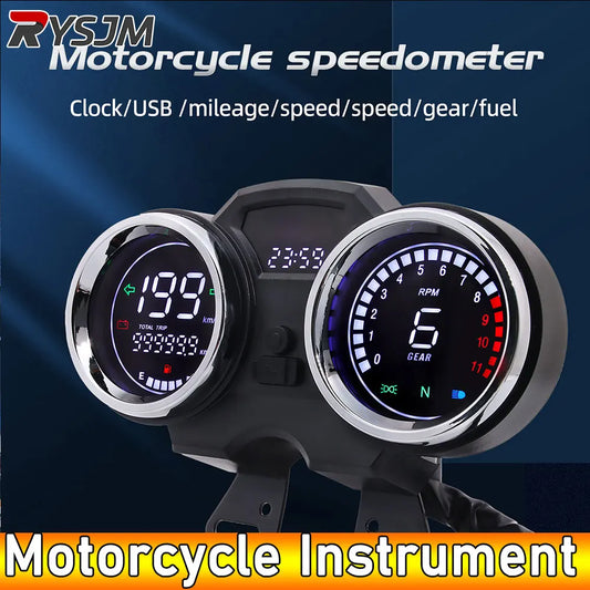 AD Motorcycle Digital Board Universal LCD Odometer Speedometer Meter Instrument Moto Dashboard Hour Counter Tachometer with Gear