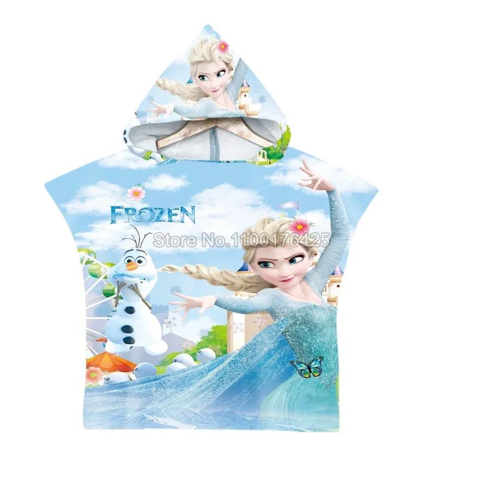 Cute Frozen Elsa Anna Baby Hooded Beach Bath Towel Princess Beach Pool Swimming Shower Absortbent Poncho Towel Bathrobe - P12 Hub Europe