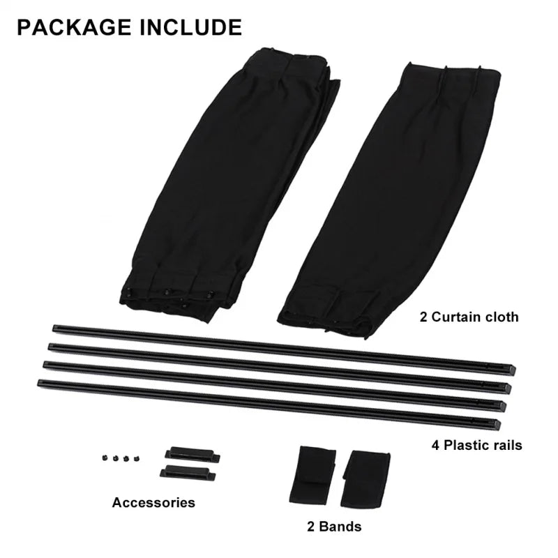 2pcs Universal Car Sun Shade Side Window Curtain Auto Foldable Uv Protection Black Pure Cloth Sun Visor Blinds Cover Car-Styling