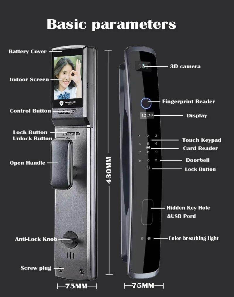 3D Face Lock w/ Camera & SIM | WiFi, Fingerprint, Card, NFC, IP66 - P12 Hub Europe