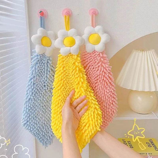 Chenille Hand Towel with Hanging Loops, Quick Dry, Soft, Absorbent, Microfiber, Bathroom, Kitchen - P12 Hub Europe