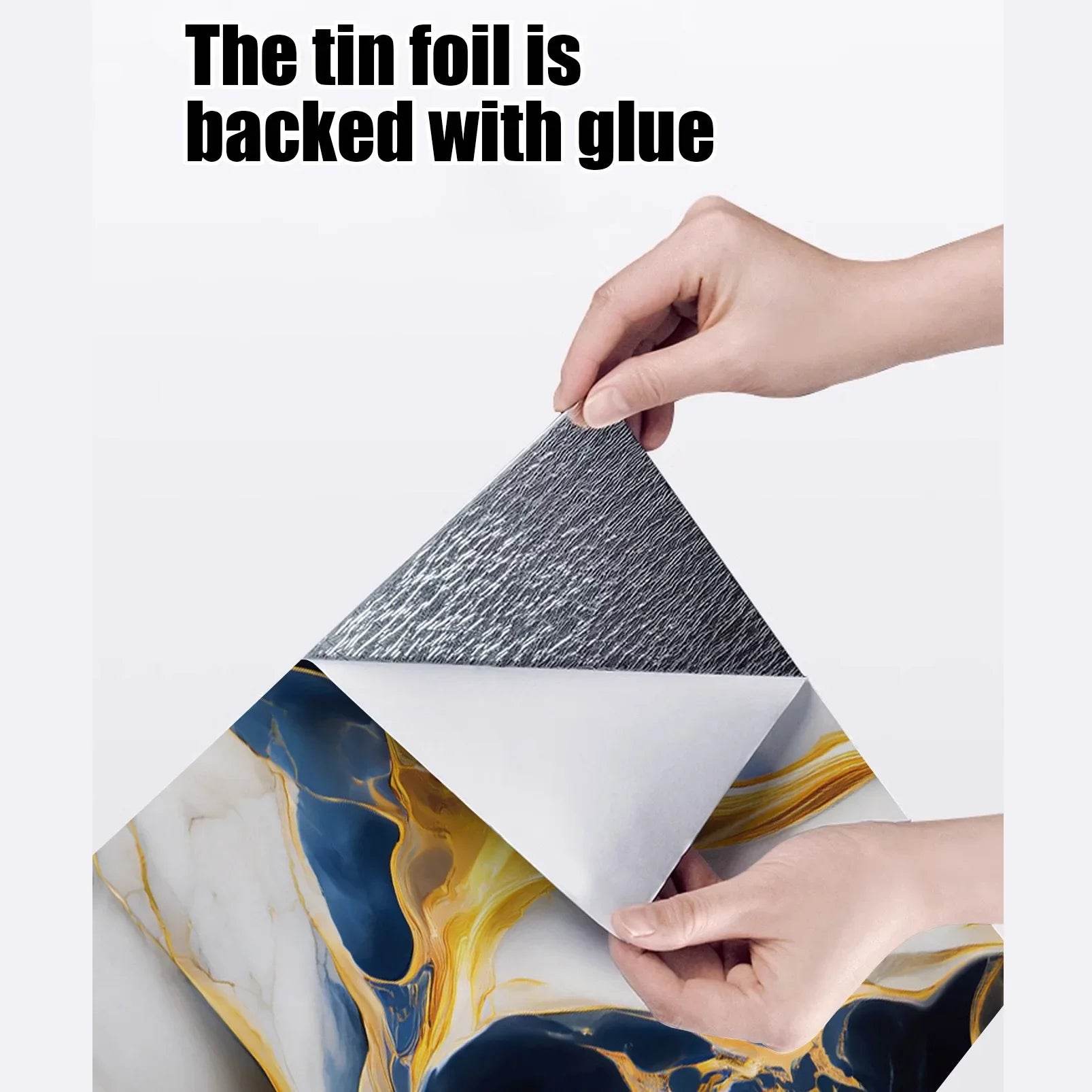 Aluminum Foil Bottom Imitation Tile Wall Stickers Kitchen Bathroom Decor Damp Proof Marble Pattern Foam Self-adhesive Wallpaper - P12 Hub Europe