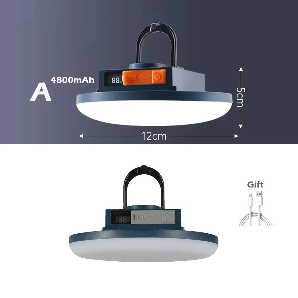 Rechargeable LED Camping Light with Magnetic Absorption Dual-Use Power Bank Hanging Lamp Emergency Lighting