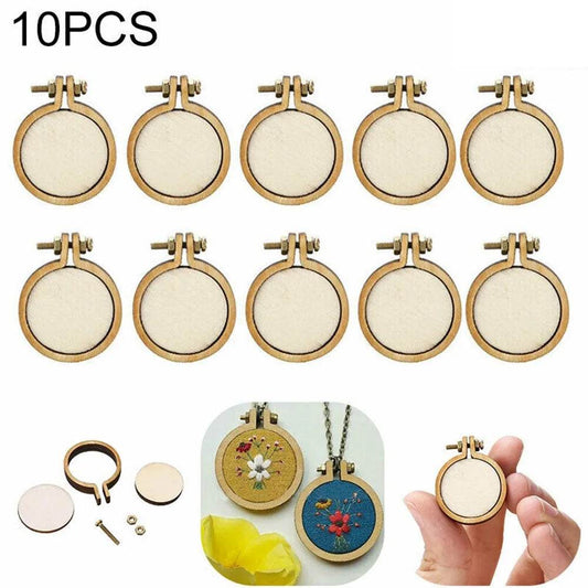 10Pcs/Set Wooden Mini Embroidery Hoop Ring Cross Stitch Frame Crafts DIY For Needle Arts Fabric Painting Wall Decoration - P12 Hub Europe
