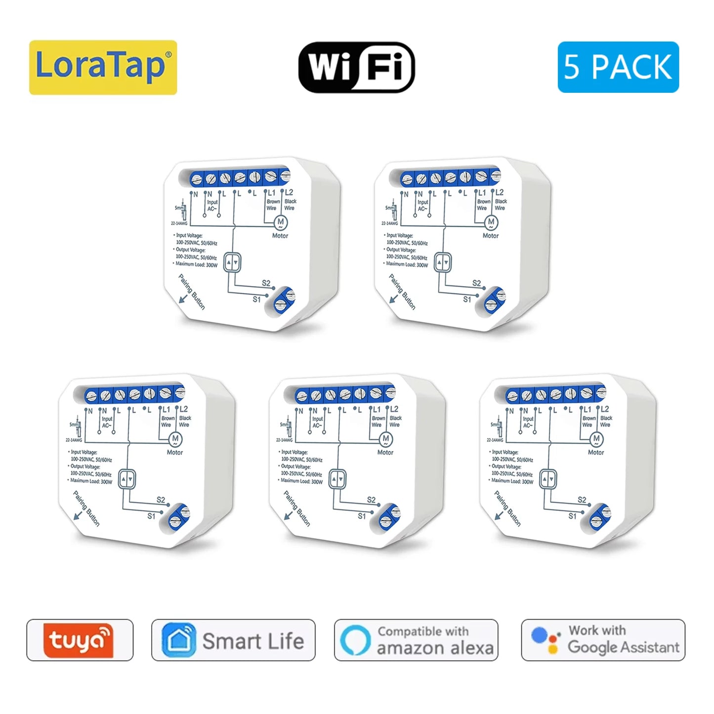 Tuya Smart Life WiFi Curtains Switch Connected Roller Shutters Control Blinds Motor Google Home Alexa Electric Window LoraTap