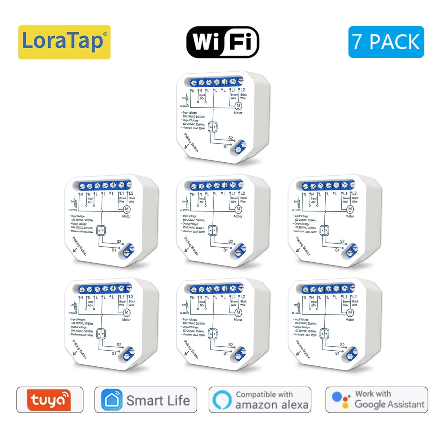 Tuya Smart Life WiFi Curtains Switch Connected Roller Shutters Control Blinds Motor Google Home Alexa Electric Window LoraTap