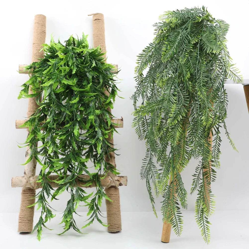 90cm Persian fern Leaves Vines Home Room Decor Hanging Artificial Plant Plastic Leaf Grass Wedding Party Wall Balcony Decoration - P12 Hub Europe