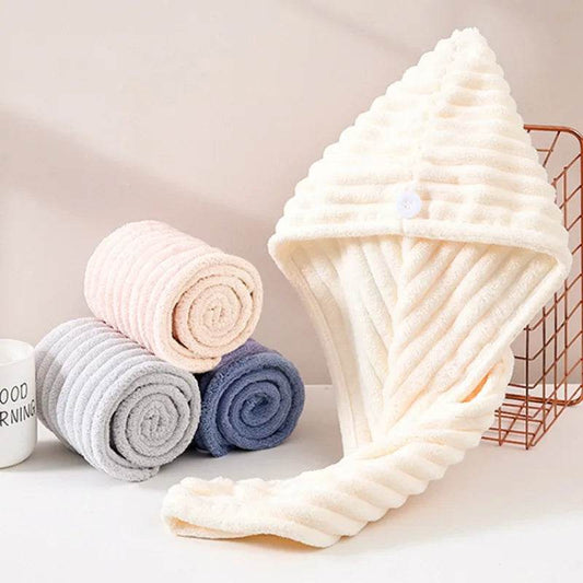 1Pcs Microfiber Quick-dry Hair Towel Cap with Button Super Absorption Bath Hat Fast Drying Hair Drying Wrap Hat Towel for Women - P12 Hub Europe