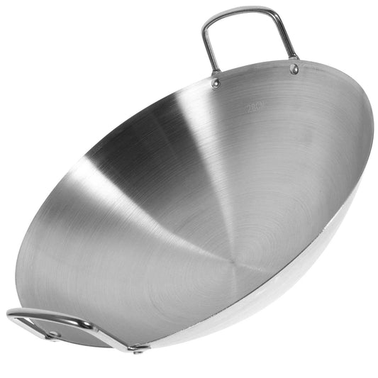 Stainless Steel Wok Round Bottom Wok Large Fry Pan Large Capacity Saute Pan NonStick Pan Fried Steak Pot Uncoated Cookware - P12 Hub Europe
