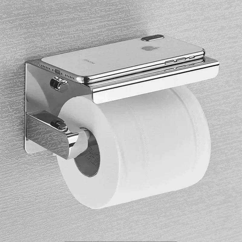 Stainless Steel Bathroom Paper Holder Toilet Roll Holder No Drilling Wall Mount WC Paper Phone Holders Home Paper Towel Holder - P12 Hub Europe