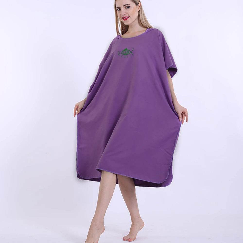 Changing Robe with Hood Microfiber Towel Poncho with Zipper Short Sleeve Surf Poncho Quick Dry Oversized Changing Towel Robe New - P12 Hub Europe