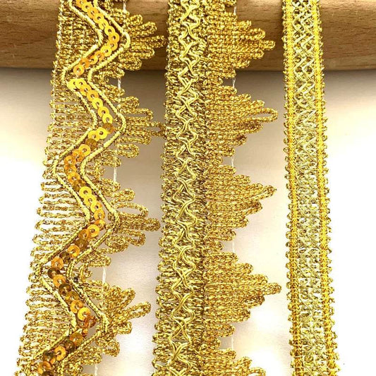 4m/13.12ft each pack Golden lace trims big wide sewing hat curtain dress accessory DIY handmake craft ribbons fabric decoration - P12 Hub Europe