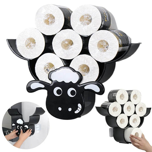 Wall Mounted Paper Storage & Organizer Sheep 7 Rolls Toilet Paper Stand Bathroom Decor Tissue Shelf Bathroom Decorative Hardware - P12 Hub Europe