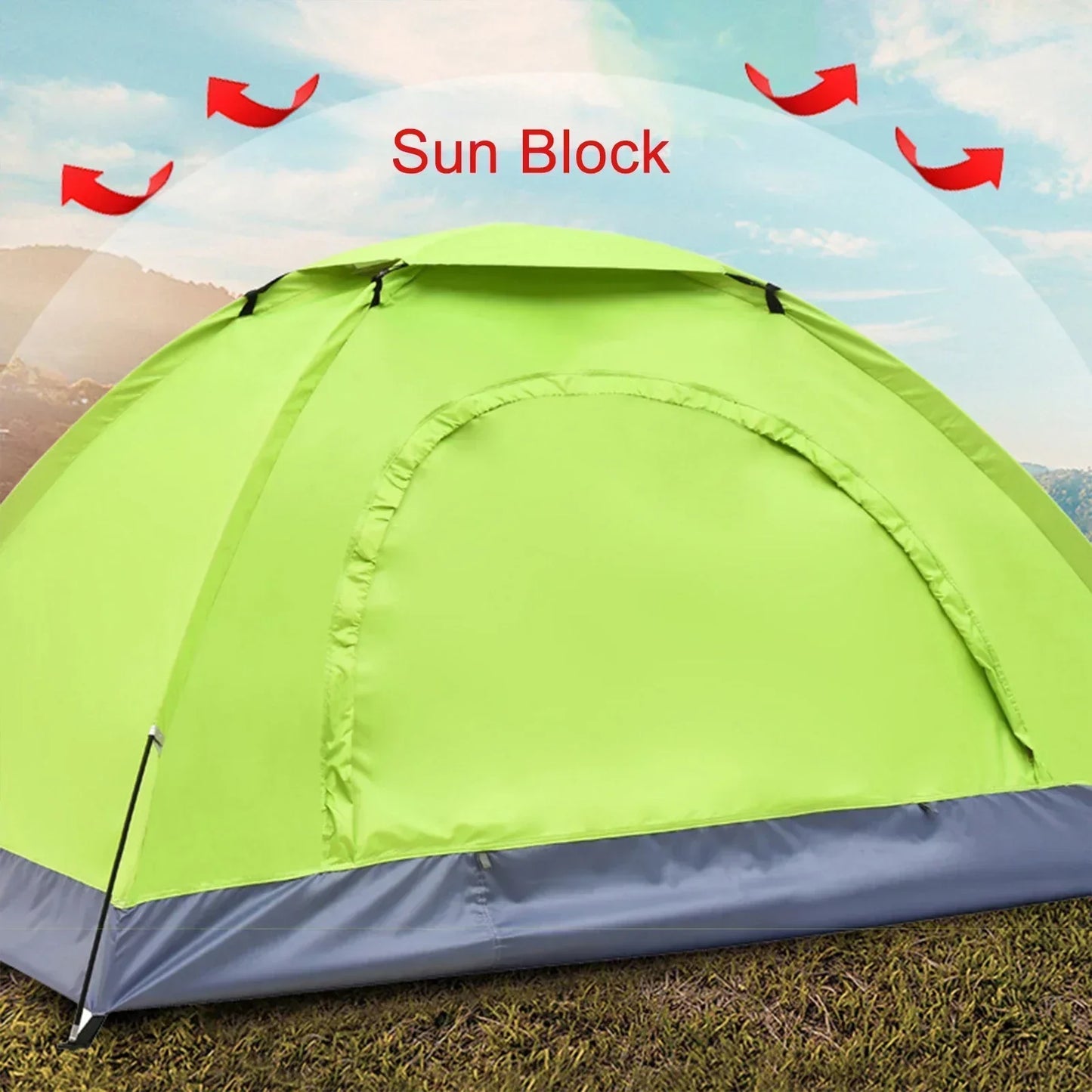 Camping Pop-up Tent Waterproof UV Protection Single Layer Double Tent Ideal for Beach Fishing Hiking Travel Outdoor Shelter 1-2P