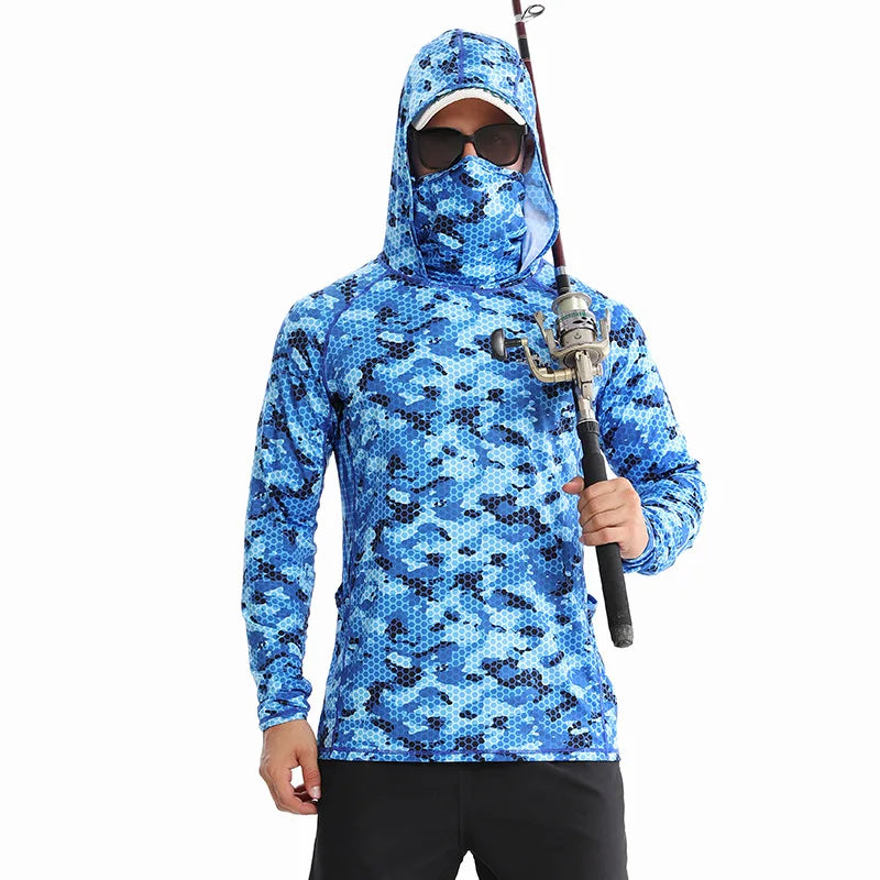 Outdoor Fishing Sunscreen Clothes Ice Feel Hooded Sunscreen Clothes UV Resistant Quick Drying Loose Coat Fishing Clothes