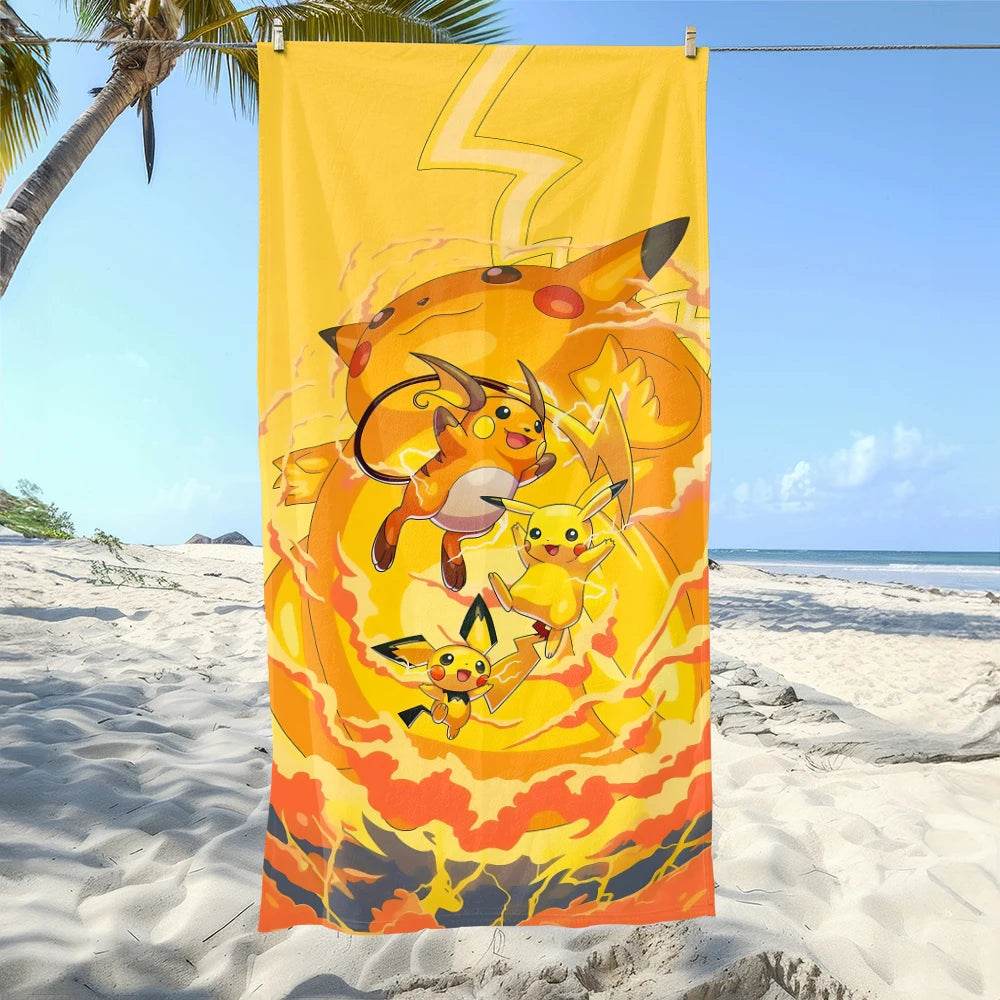 Pikachu-Printed Beach Towels: Fun for Pokémon Fans at the Shore! Suitable for towels, bath towels, beach towels - P12 Hub Europe