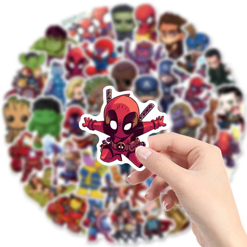 10/30/50/100/200pcs Disney Cute Super Hero Cartoon Anime Stickers Waterproof DIY Laptop Skateboard Bike Car Sticker for Kids Toy