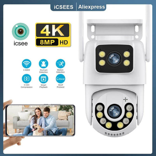 Outdoor Camera 4K 8MP Dual Lens AI Track, PTZ, Color Night - P12 Hub Europe