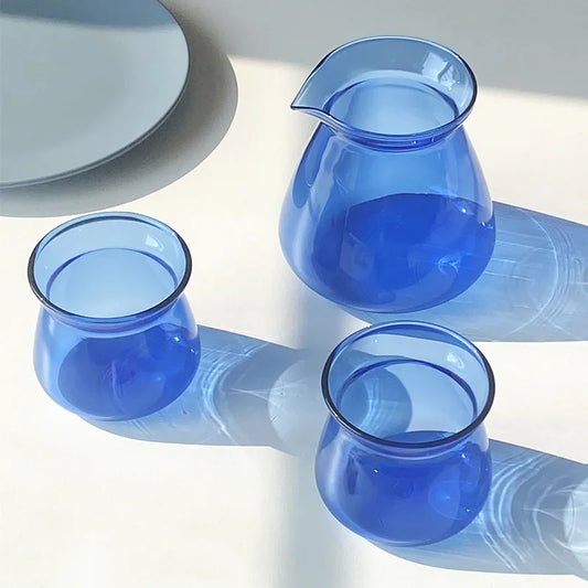 Drip Coffee Server Hand-brewed Coffee Pot Blue Grey Clear Mugs Cold Heat Resistant High Borosilicate Glass Coffee Cup Coffeeware