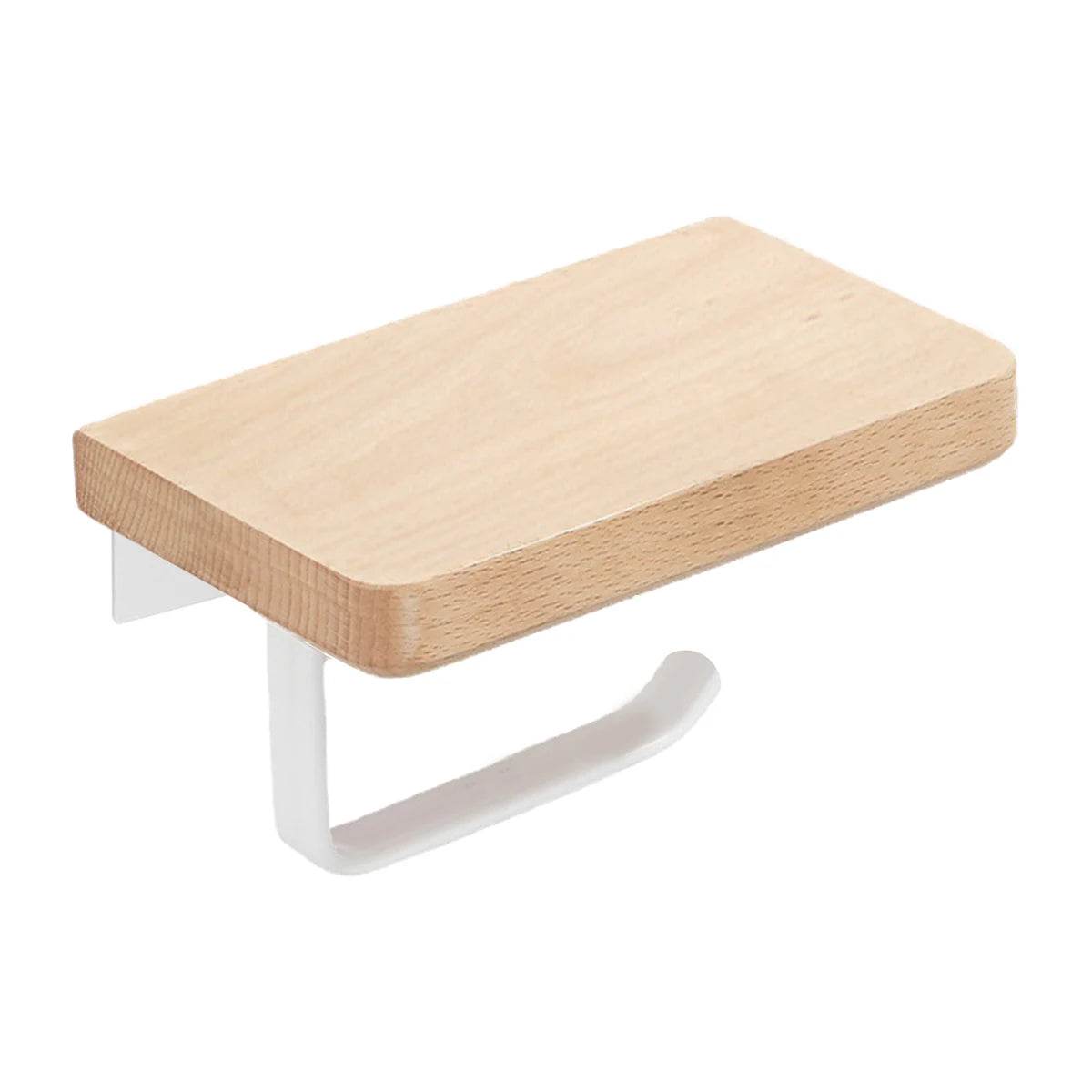 Solid Wood Toilet Paper Holder - Punch-Free Phone Storage Rack - Bathroom Accessories & Supplies - P12 Hub Europe