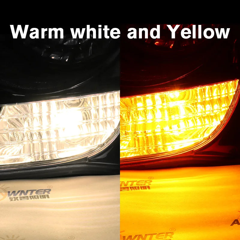 AMYWNTER T20 Drl 7440 Canbus 21W Car LED Light Dual Color Switchback Turn Signal Lamp Bulb Daytime Running
