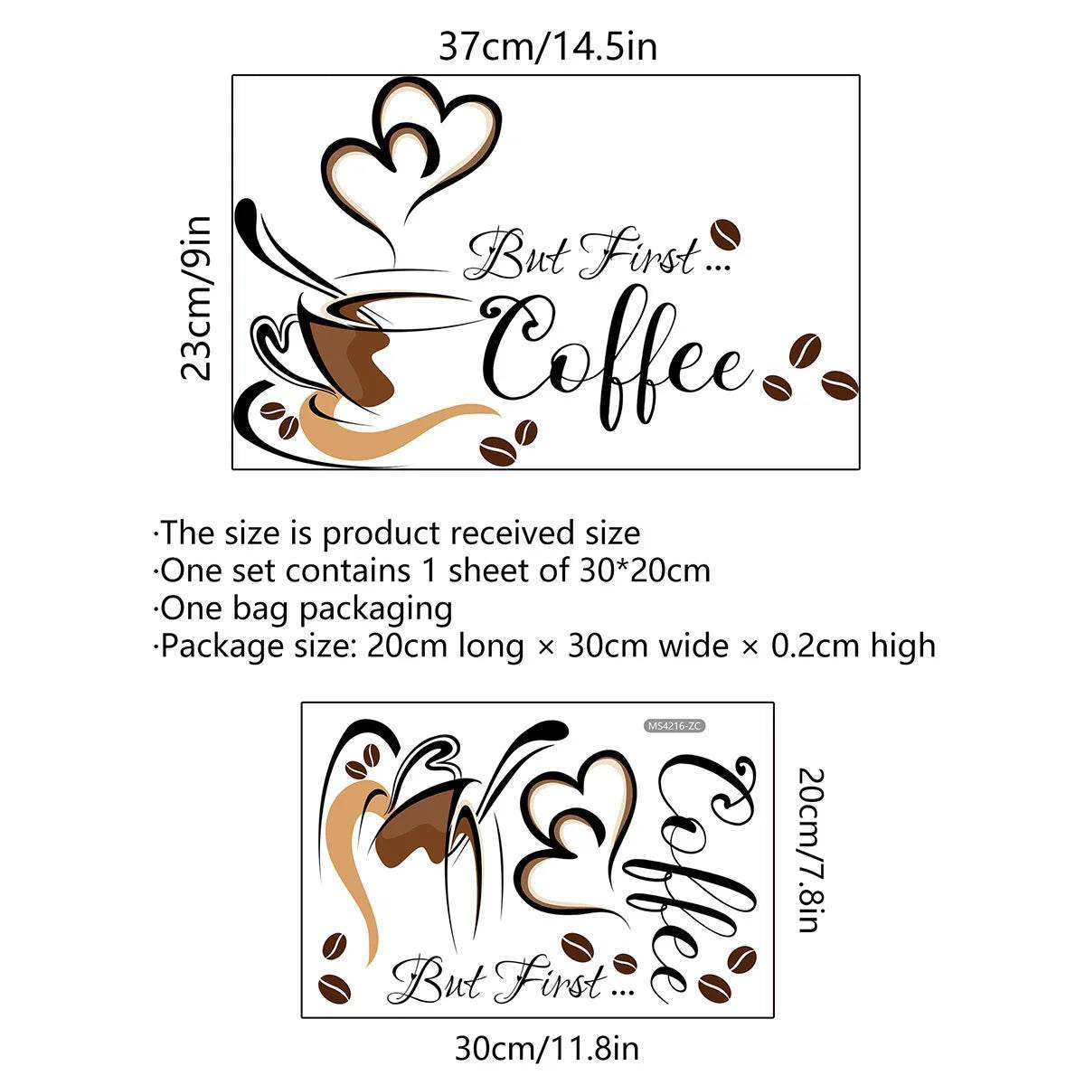 Coffee Cup Pattern Wall Stickers DIY Cafe Restaurant Living Room Home Decoration Self-adhesive Hand Carved Kitchen Wallpaper - P12 Hub Europe