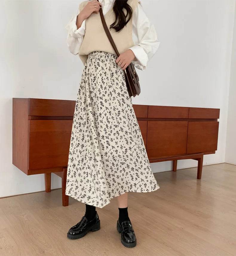 Women's Vintage Floral Midi Skirt - P12 Hub Europe